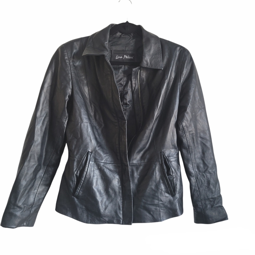 Lina pelicci black genuine leather jacket Size S